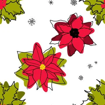 Vector contur and spot seamless pattern Christmas decorations Stock Illustration
