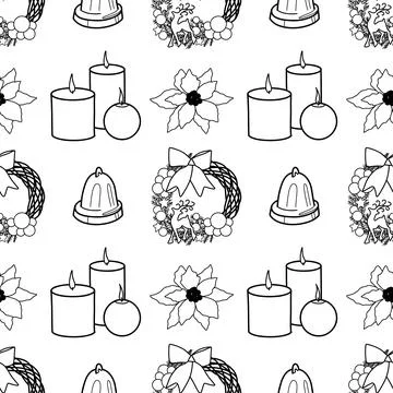 Vector contur seamless pattern Christmas decorations Stock Illustration