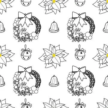 Vector contur seamless pattern Christmas decorations Stock Illustration
