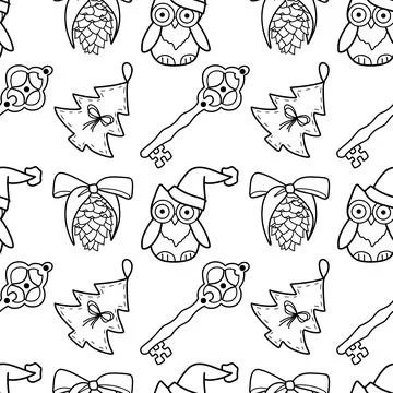 Vector contur seamless pattern New Year s, Christmas decorations Stock Illustration