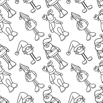 Vector contur seamless pattern New Year s, Christmas decorations Stock Illustration