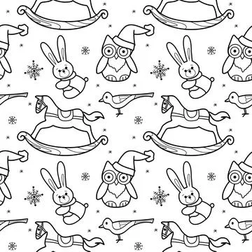Vector contur seamless pattern New Year s, Christmas decorations Stock Illustration