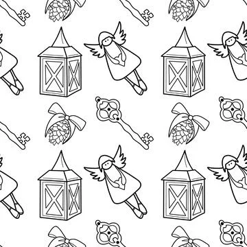 Vector contur seamless pattern New Year s, Christmas decorations Stock Illustration