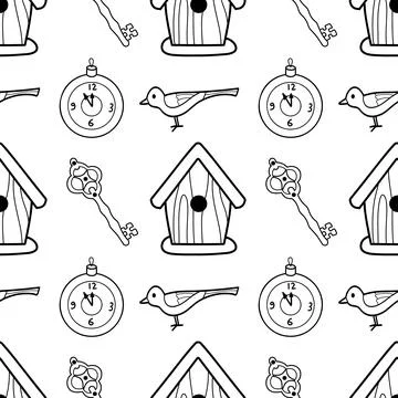 Vector contur seamless pattern New Year s, Christmas decorations Stock Illustration