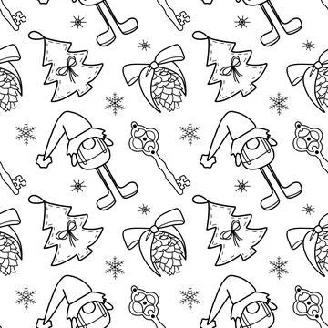 Vector contur seamless pattern New Year s, Christmas decorations Stock Illustration