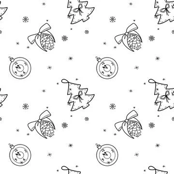 Vector contur seamless pattern New Year s, Christmas decorations Stock Illustration