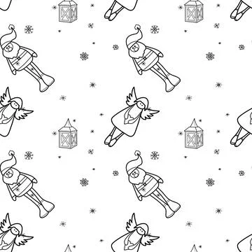 Vector contur seamless pattern New Year s, Christmas decorations Stock Illustration