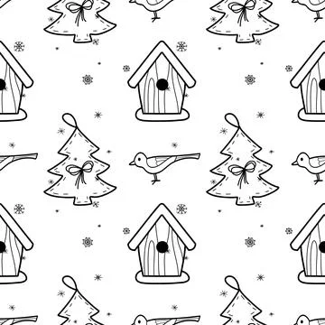 Vector contur seamless pattern New Year s, Christmas decorations Stock Illustration