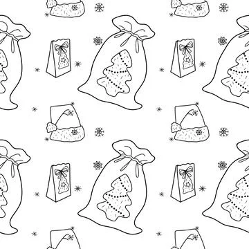 Vector contur seamless pattern New Year s, Christmas decorations Stock Illustration