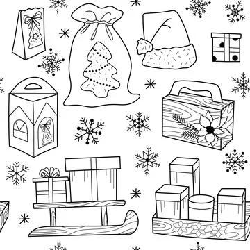 Vector contur seamless pattern New Year s, Christmas decorations Stock Illustration