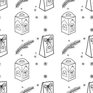 Vector contur seamless pattern New Year s, Christmas decorations Stock Illustration