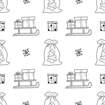 Vector contur seamless pattern New Year s, Christmas decorations Stock Illustration