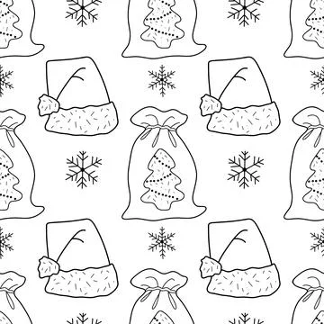 Vector contur seamless pattern New Year s, Christmas decorations Stock Illustration