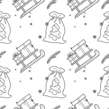 Vector contur seamless pattern New Year s, Christmas decorations Stock Illustration