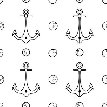 Vector contur seamless pattern on the theme of sea cruise Stock Illustration