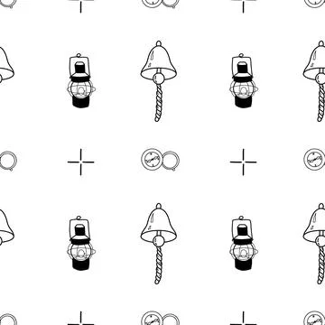 Vector contur seamless pattern on the theme of sea cruise Stock Illustration