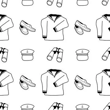 Vector contur seamless pattern on the theme of sea cruise Stock Illustration