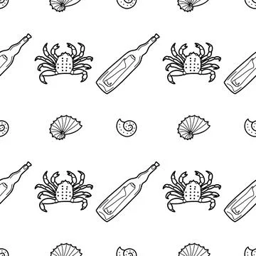 Vector contur seamless pattern on the theme of sea cruise Stock Illustration