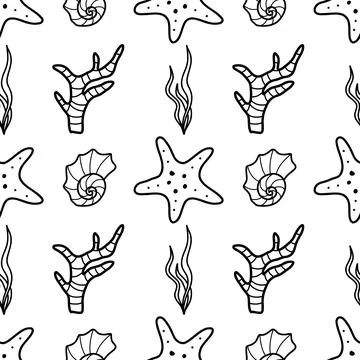 Vector contur seamless pattern on the theme of sea cruise Stock Illustration