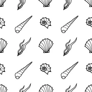 Vector contur seamless pattern on the theme of sea cruise Stock Illustration