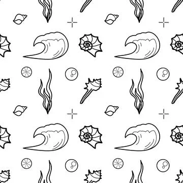 Vector contur seamless pattern on the theme of sea cruise Stock Illustration