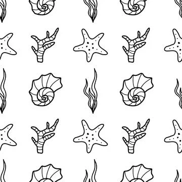 Vector contur seamless pattern on the theme of sea cruise Stock Illustration