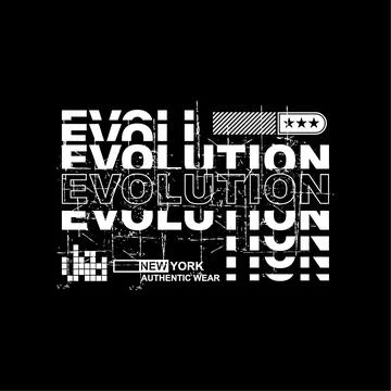Vector of cool authentic apparel clothing design with the word "Evolution" in 스톡 일러스트
