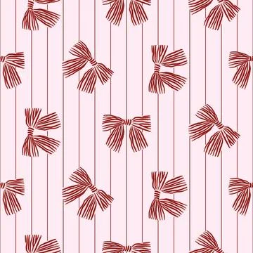 Vector coquette bow pattern with tiny stripes Stock Illustration