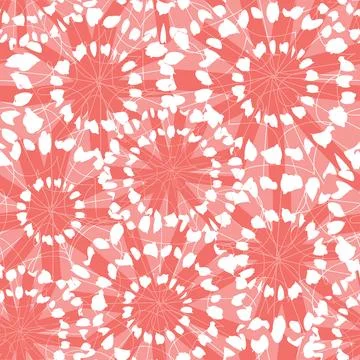 Vector coral pink red abstract floral shibori circles overlap patten. Suitabl Stock Illustration
