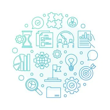Vector core values blue round outline illustration Stock Illustration