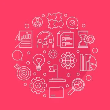 Vector core values circular illustration in thin line style Illustrazione stock