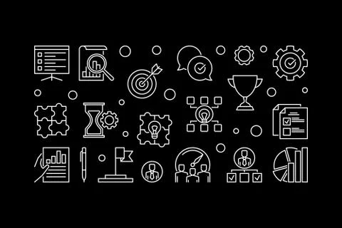 Vector core values horizontal concept outline illustration Illustrazione stock