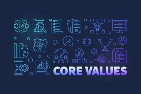 Vector Core Values outline modern banner on dark background Illustrazione stock