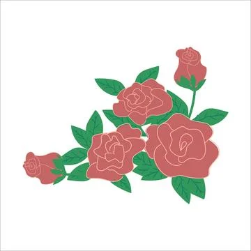 Vector corner background with red roses, isolated Stock Illustration