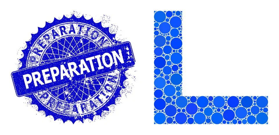Vector Corner Composition of Dots and Grunge Preparation Badge Stock Illustration