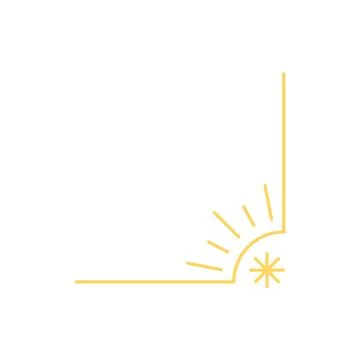 Vector corner divider with star and rays. Magic occult pattern in yellow, for Illustrazione stock