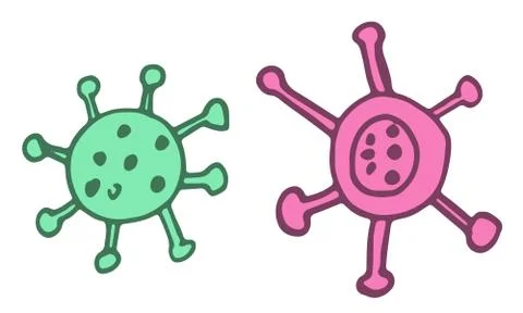 Vector coronavirus hand drawn lettering text and icons Stock Illustration