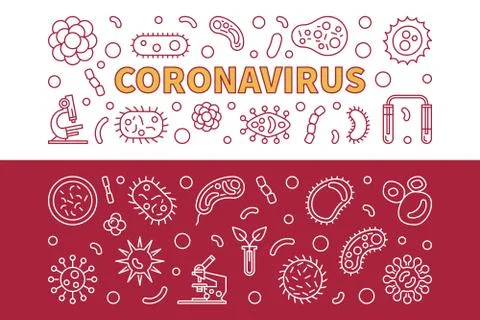 Vector Coronavirus outline two horizontal banners Stockillustratie