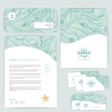 Vector corporate identity, wave pattern. abstract backdrop. maritime banner d Illustrazione stock
