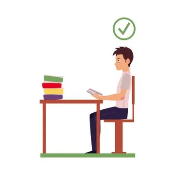 Vector correct head posture sitting at desk Illustrazione stock