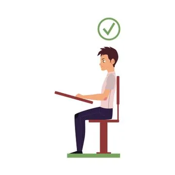 Vector correct head posture sitting at desk Illustrazione stock