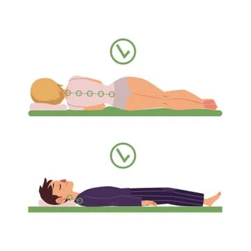 Vector correct sleeping posture of man, woman Stock Illustration