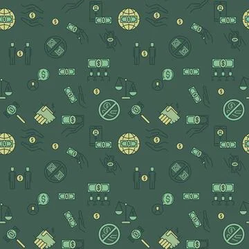 Vector Corruption colored seamless pattern with dollar signs Illustrazione stock