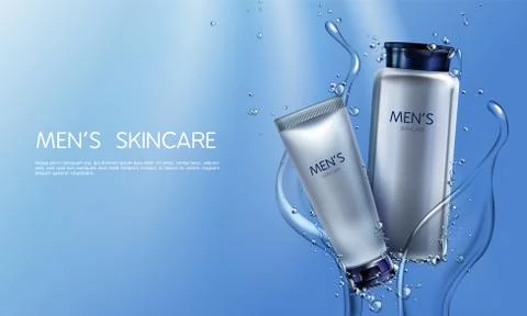 Vector cosmetics for men. Shaving cream, lotion Stock Illustration