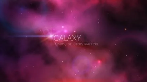 Vector cosmic background of the purple nebula with many stars. Stock Illustration
