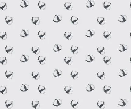Vector cotton flower vector hand drawn seamless pattern. Stock Illustration