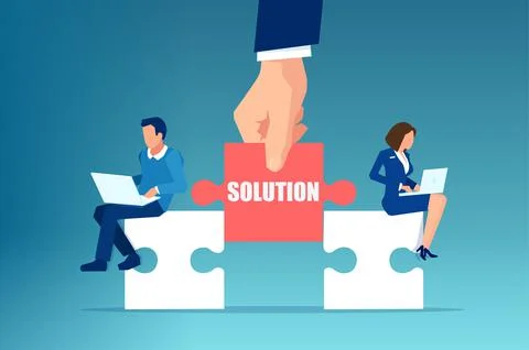 Vector of a counsellor offering a solution to a businessman and a woman Stockillustratie