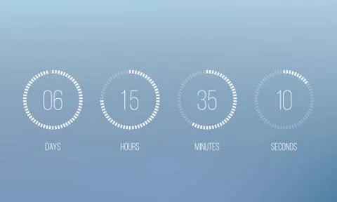 Vector countdown circle clock counter timer. Vector digital count down circle Stock-Illustration