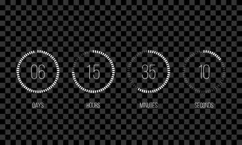Vector countdown circle clock counter timer. Vector digital count down circle Stock Illustration