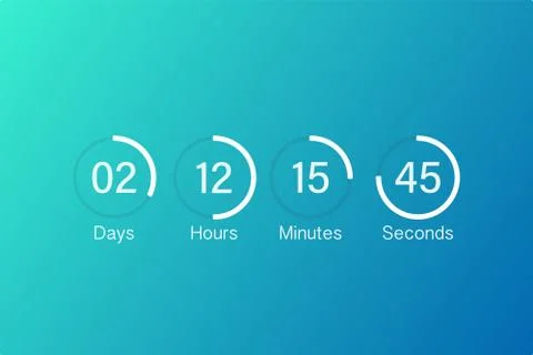 Vector countdown clock counter timer. UI app digital count down circle board  Stock Illustration